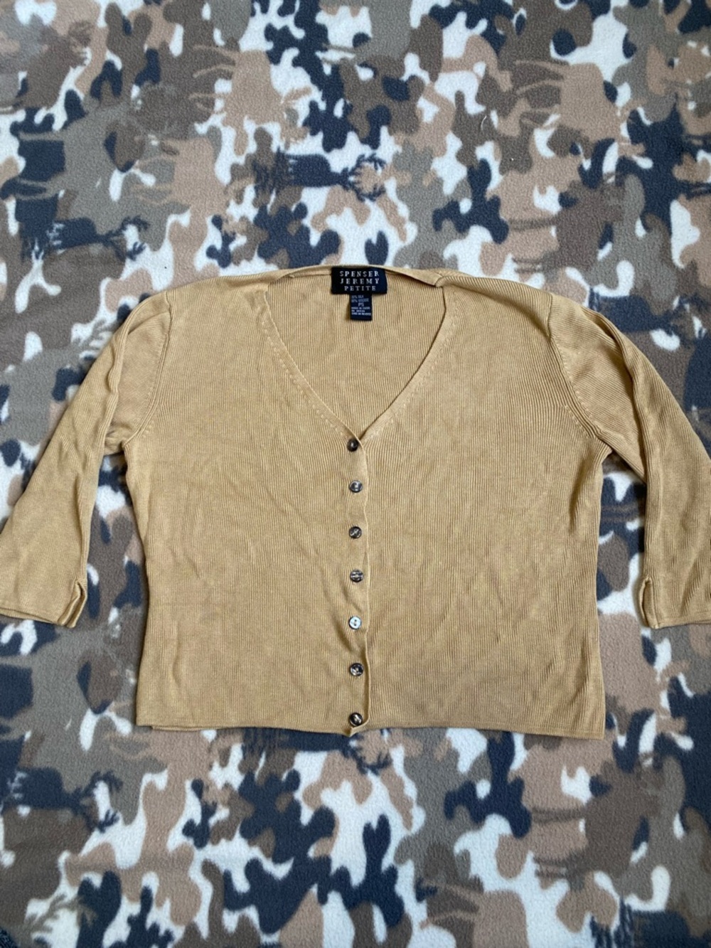 VTG Spenser Jeremy Petite Cream Silk Blend V-Neck Cardigan Women's Sweater PS.